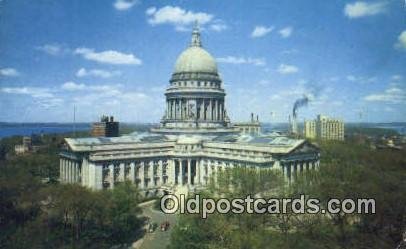 Madison, Wisconsin, WI State Capital USA 1958 light wear, postal used 1958