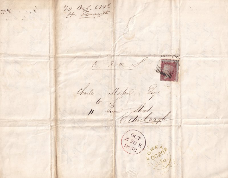 1856 Victorian Scotland Scottish Bank Note Crime Forgery Penny Red Stamp Letter