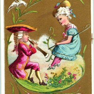 c1880s Ketterlinus Litho 18th Century Uniform Clarinet Beautiful Trade Card C15