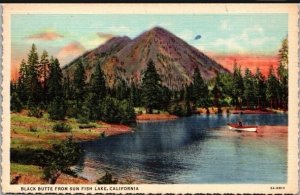 Vintage Postcard Black Butte from Sun Fish Lake, California KC3