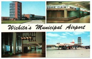 Municipal Airport Wichita Kansas Multiview  Airport Postcard