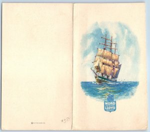 1931 North German Nord Lloyd Ocean Liner Menu S S Saarbruecken Postcard