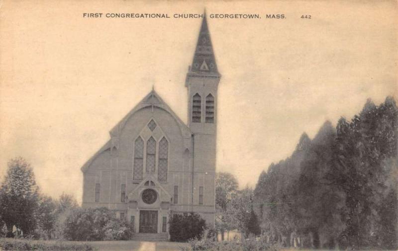 Georgetown Massachusetts First Congregational Church Antique Postcard K21794