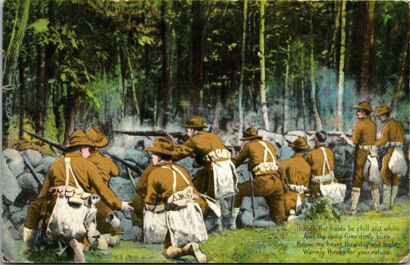 Postcard WWI Defenders of Humanity Series American Soldiers In Forest ~1918 M60