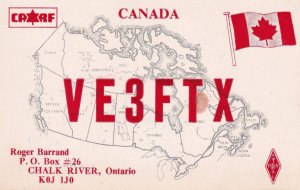 Chalk River Ontario Map Canada 1970s QSL Radio Card