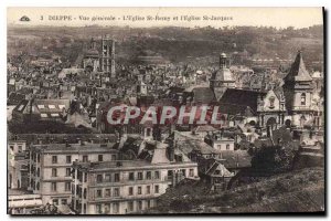 Old Postcard Dieppe Vue Generale Church St Remy and the Church St Jacques