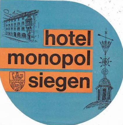 GERMANY SIEGEN HOTEL MONOPOL VINTAGE LUGGAGE LABEL