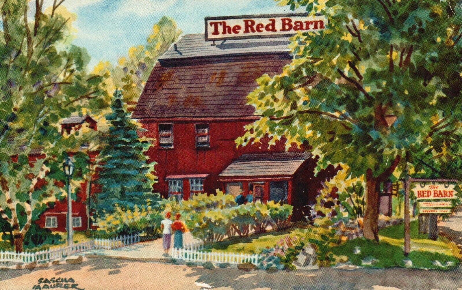 Postcard CT Westport The Red Barn Restaurant 1954 Chrome Vintage PC