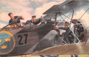 Swedem Military Swedish Pilots Airplane Vintage Postcard AA65024