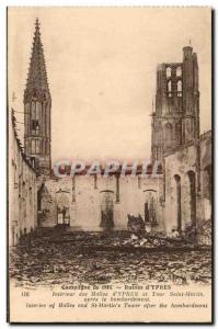 Belgium Belgie Ypres Postcard Ancient Ruins inside the halls and around St Ma...