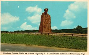 Vintage Postcard 1963 Abraham Lincoln Statue on H.way Bet. Laramie & Cheyenne WY