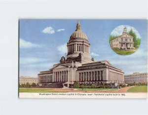 Postcard Washington State's modern capitol in Olympia, Washington