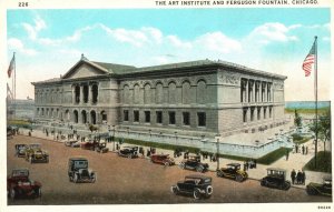 Vintage Postcard Art Institute And Ferguson Fountain Building Chicago Illinois