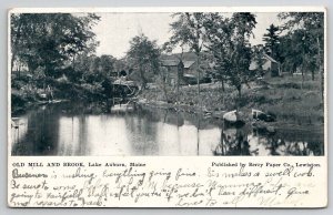 Lake Auburn ME Old Mill And Brook 1906 Maine Greenleaf Family Postcard W22
