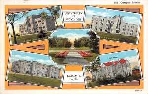 Laramie Wyoming 1940s Postcard University Of Wyoming Multiview