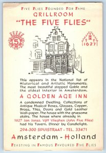 Amsterdam Holland Netherlands Postcard Romantic Grillrooms Five Flies c1950's