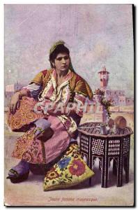 Old Postcard Fantasy Orientalism Young Moorish woman