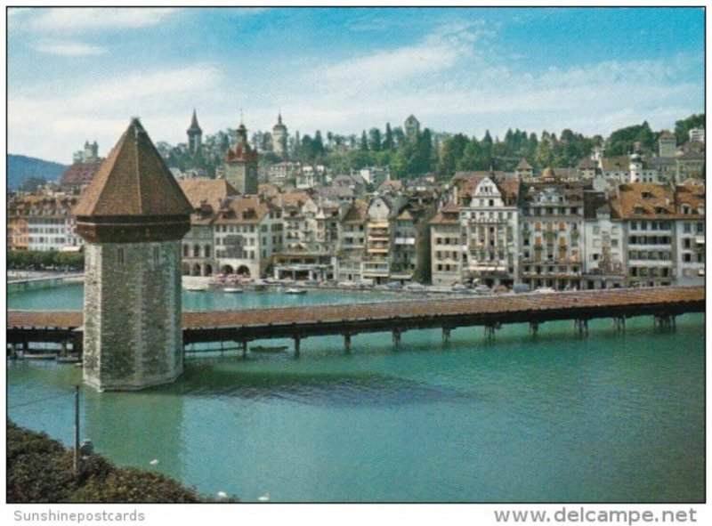 Switzerland Luzern Kapellbruecke Wasserturm & Museggtuerme