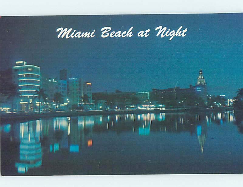 Unused Pre-1980 HOTELS AT NIGHT AT LAKE PANCOAST Miami Beach Florida FL F8893