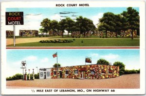 VINTAGE POSTCARD THE ROCK COURT MOTEL LOCATED AT LEBANON MISSOURI MAILED 1952