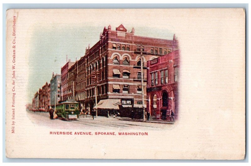 Spokane Washington WA Postcard Riverside Avenue Exterior Building c1905 Vintage