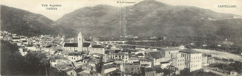 Panorama Double Postcard; Valle Argentina Taggia, Castellaro Italy Liguria