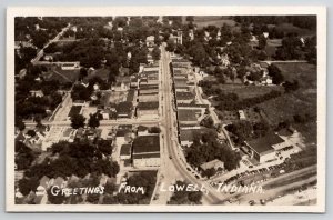 Lowell IN RPPC Indiana Aerial View of Town Real Photo Postcard V29