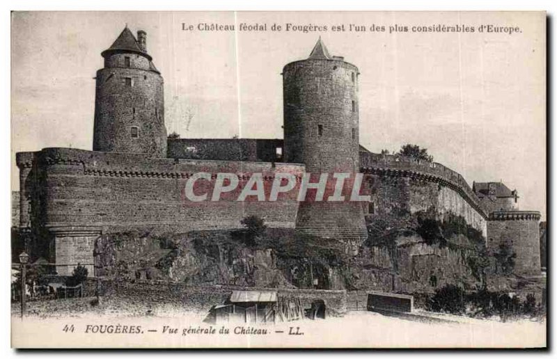 Old Postcard The feudal castle of Fougeres is i one of the most considerable ...