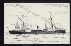 pen024 - Original Pen & Ink Postcard - Belfast SS Co Ferry - Voltaic ,built 1867