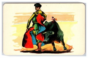 Painting of Matador Bullfighter and Bull Mexico UNP Chrome Postcard Z6