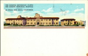 Scripps Metabolic Clinic, Hospital La Jolla San Diego CA Vintage Postcard H57