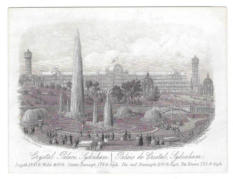 Crystal Palace Lydenham 1851 Steel LIne Engraving Views of London J T Wood Print