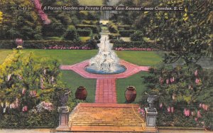 Camden South Carolina 1940s Postcard Formal Garden on Private Estate Kam Kamner