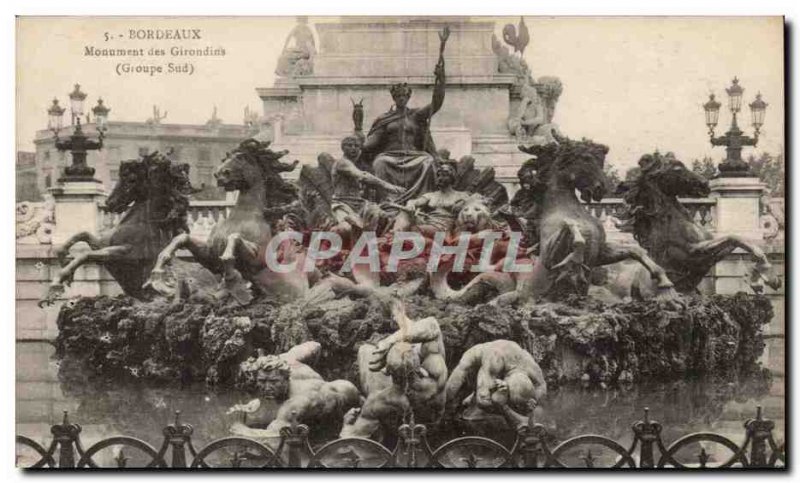 Old Postcard Bordeaux Girondins Monument