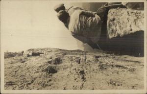 Mountain Climbing Scaling Sheer Face c1910 Real Photo Postcard #1