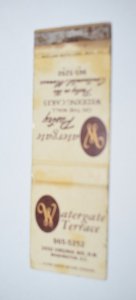 Watergate Terrace Watergate Pastry Washington DC 20 Strike Matchbook Cover