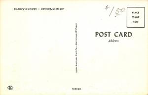 Gaylord Michigan~St Mary's Catholic Church~House Next Door~1960s Car~Postcard