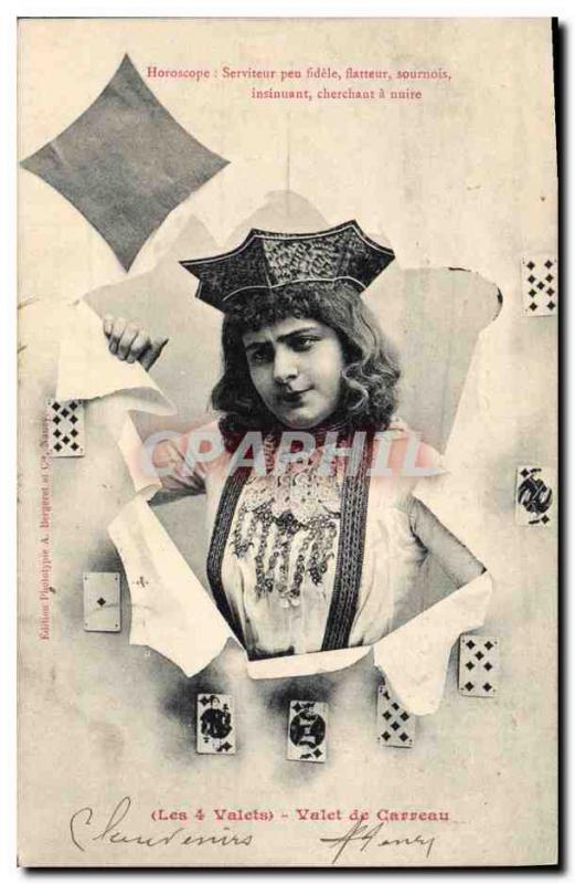 Old Postcard Folklore Cartomancie Clairvoyance Horoscope The 4 Jacks Jack of ...