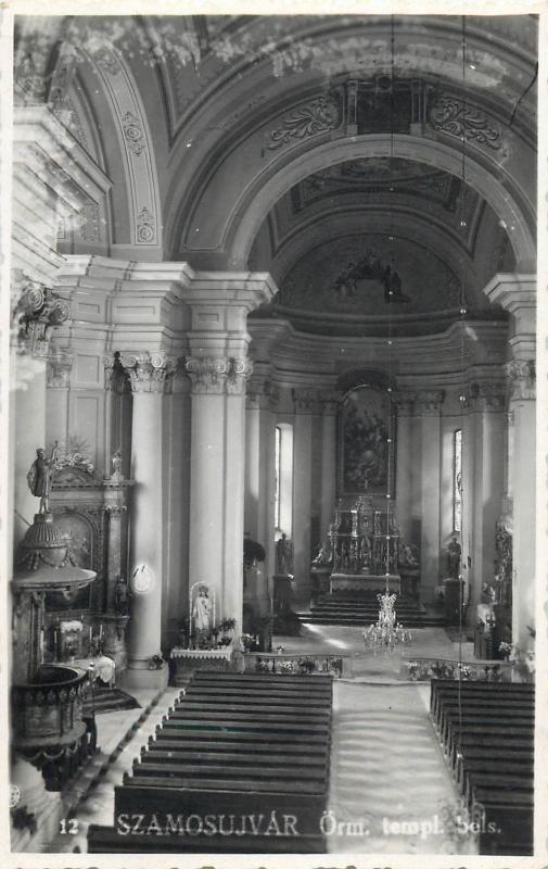 Romania Szamosújvár Gherla Transylvania church interior photo postcard 1941