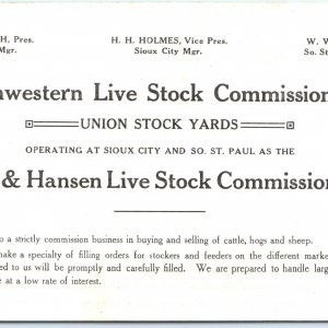 1909 Chicago Northwestern Live Stock Commission Advertising Union Stock Yard A71