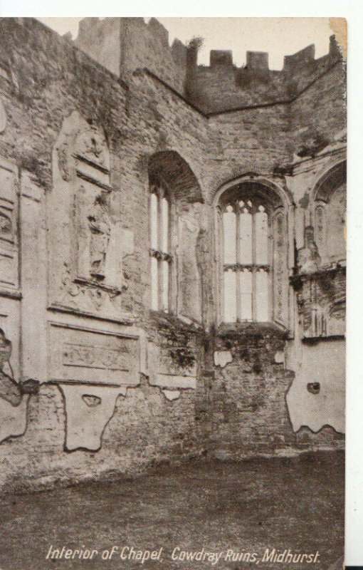 Sussex Postcard - Interior of Chapel - Cowdray Ruins - Midhurst - Ref TZ3385