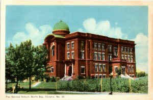 Postcard ON North Bay The Normal School on First Avenue West 1940s K61