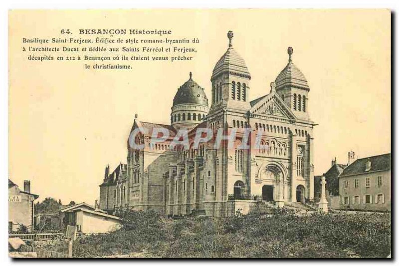 Old Postcard Besancon History Basilica of Saint-Ferjeux