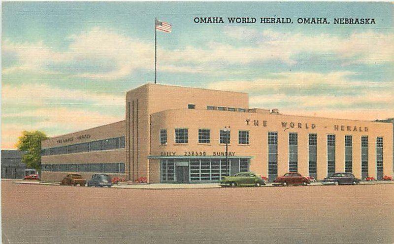 Linen OMAHA, NEBRASKA World Herald General Distributing 1188 postcard newspaper