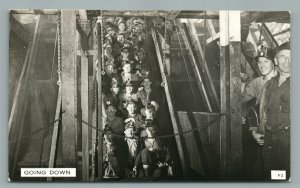 RUTHERFORD NJ MINERS GOING DOWN VINTAGE REAL PHOTO POSTCARD RPPC