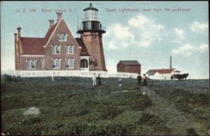 Block Island RI South Lighthouse c1910 Postcard #2