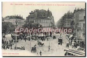 Postcard Old Toulouse Carefour De La Rue Alsace Lorraine Boulevard de Strasbourg