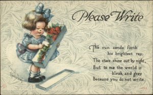 Charles Twelvetrees Little Girl Receives Flowers c1915 Postcard