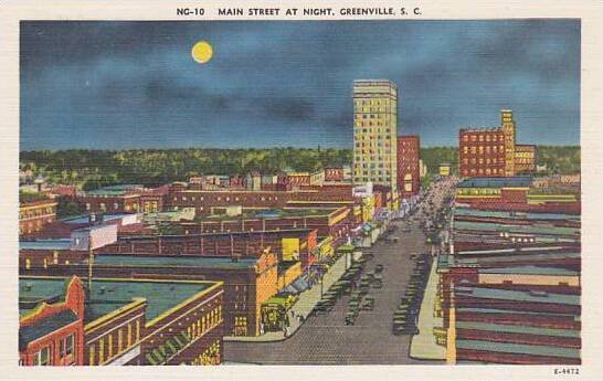 South Carolina Greenville Main Street At Night