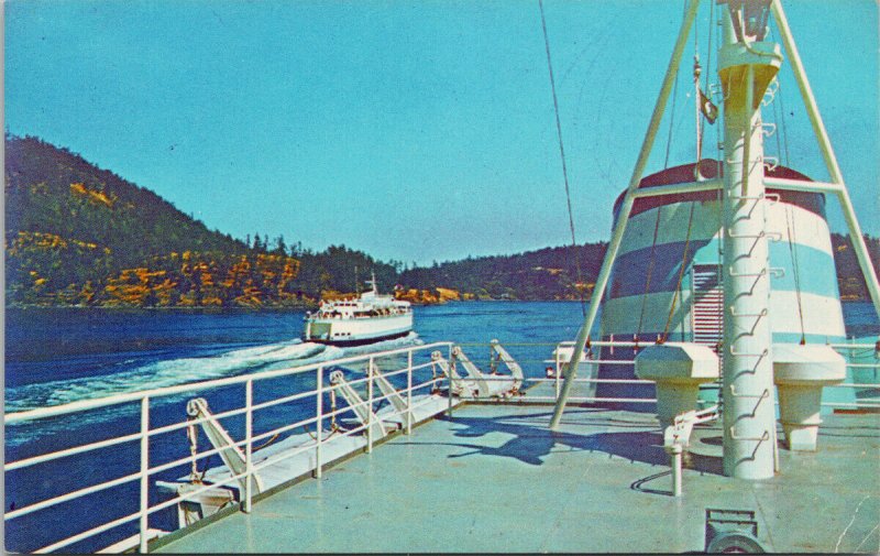 MV Sidney Ferry BC Ferries from deck of MV Tsawwassen Postcard G52